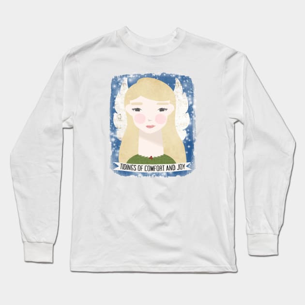 "Tidings of Comfort and Joy" Christian Christmas Angels Long Sleeve T-Shirt by tracey